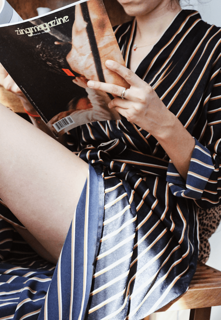Classic Striped Luxe Satin Robe - Robes-Sunday Forever