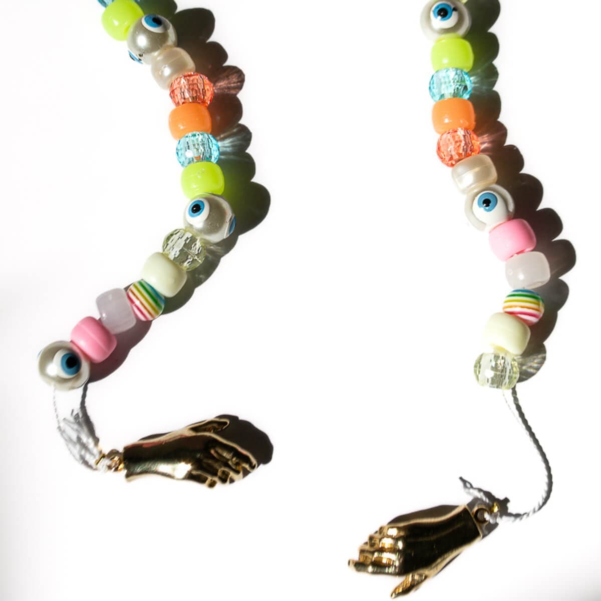 Bright Eyes Beaded Clasped Hands Choker Necklace & Bracelet - Necklaces-Sunday Forever