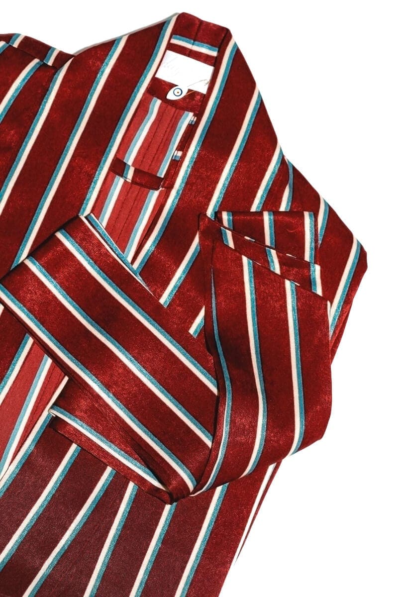 Classic Striped Luxe Satin Robe - Robes-Sunday Forever