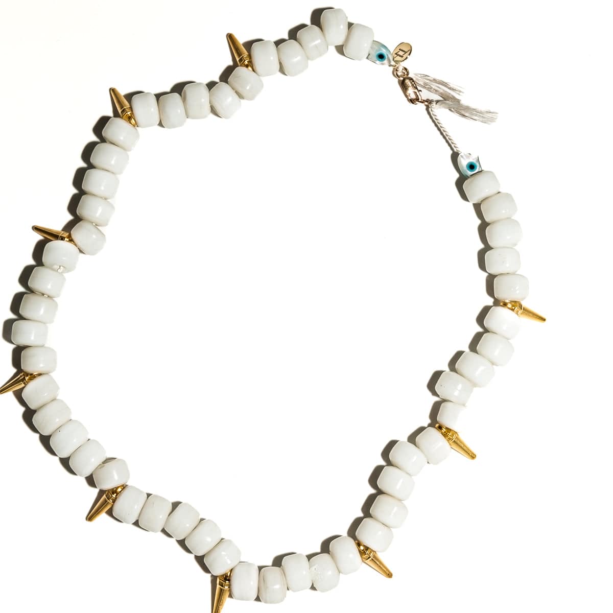 New! Do Not Touch White Glass Beaded Choker - Necklaces-Sunday Forever