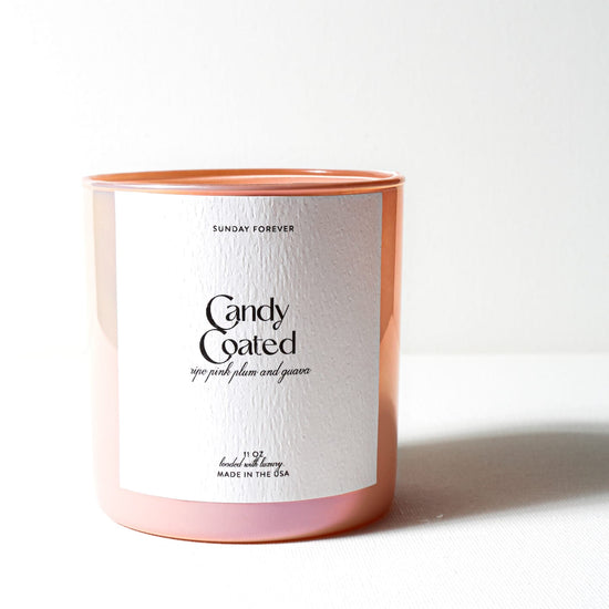 Sunday Forever Candle Candy Coated Luxury Candle with Ripe Pink Plum and Guava