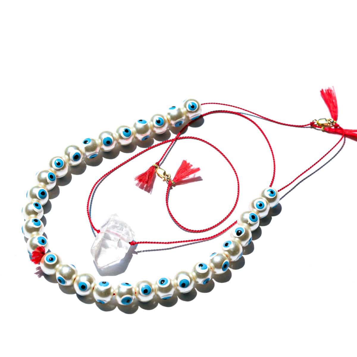 Clear Quartz Red String Necklace - CRYSTALS-Sunday Forever