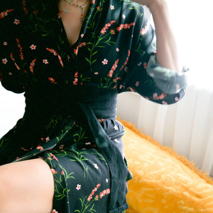 Delicate Floral Robe Long or Short - APPAREL-Sunday Forever