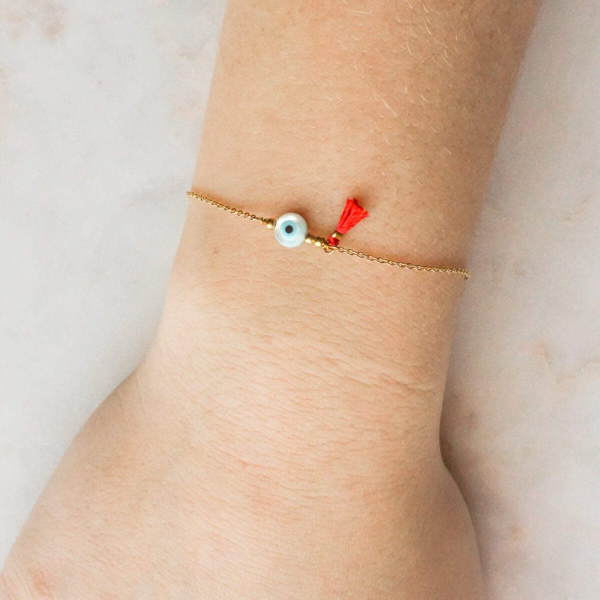 Evil Eye Tassel Bracelet in Gold or Silver - JEWELRY-Sunday Forever