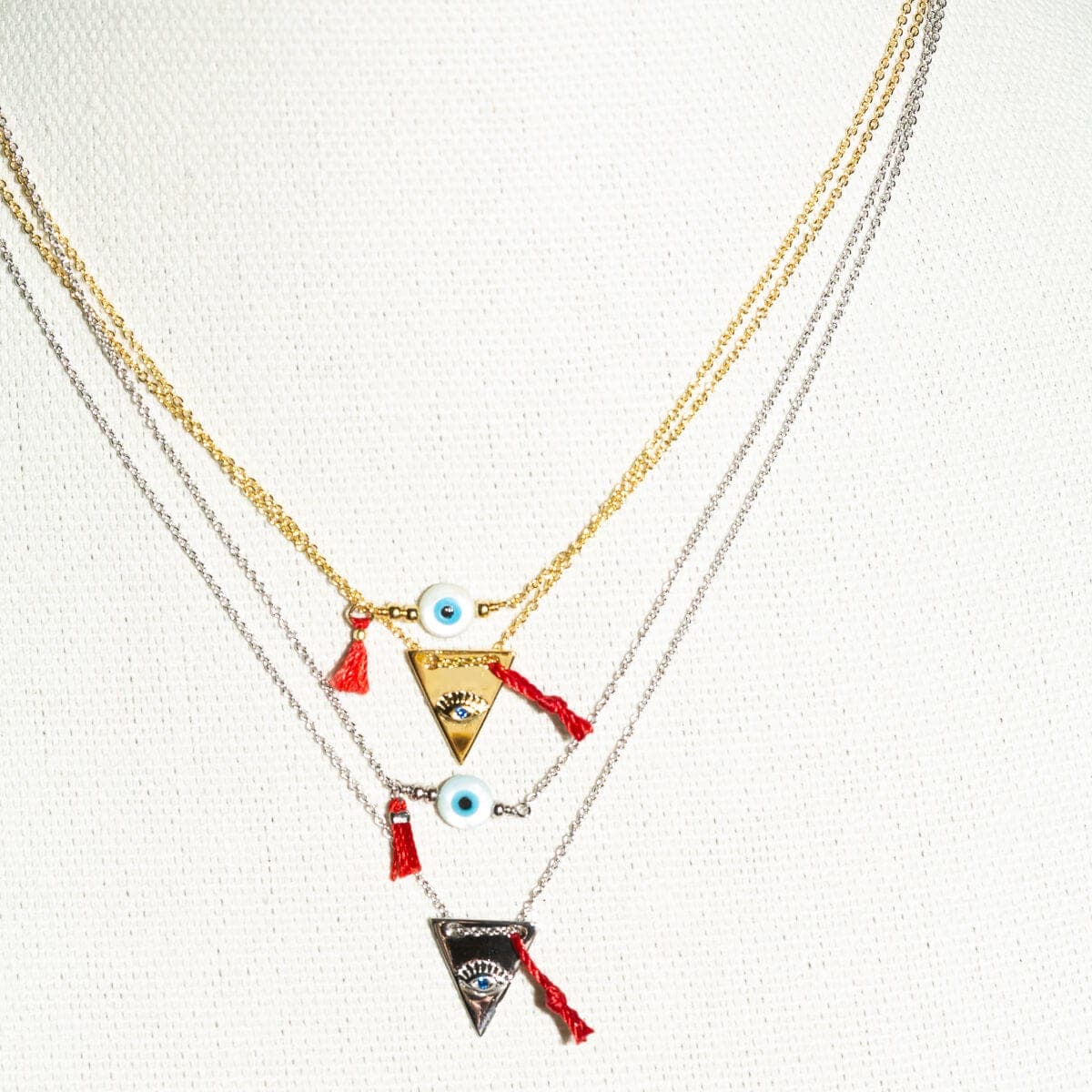 Silver Evil Eye Tassel Necklace - Sunday Forever