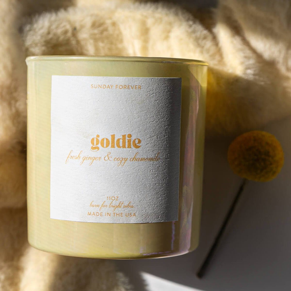 
                  
                    Goldie Luxury Candle with Ginger and Chamomile - Sunday Forever
                  
                