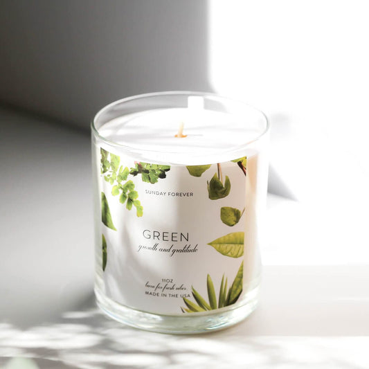 Green Luxury Candle with Palo Santo and Cedar - CANDLE-Sunday Forever