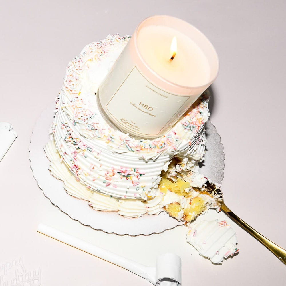 
                  
                    HBD Birthday Candle with Notes of Buttercream & Smoke - Sunday Forever
                  
                