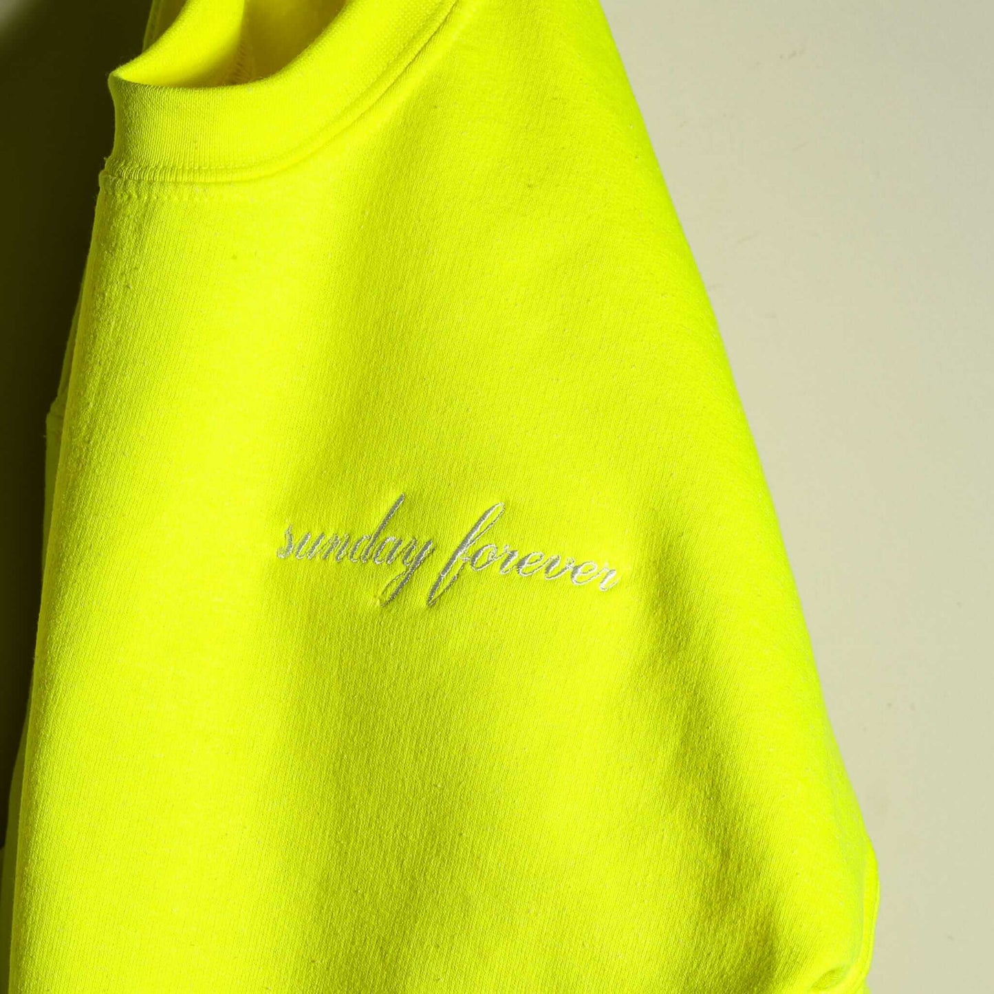 Sunday Forever Highlighter Yellow Embroidered Crewneck
