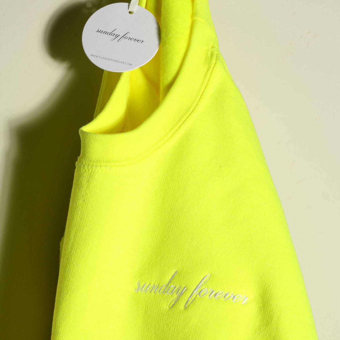 Sunday Forever Highlighter Yellow Embroidered Crewneck