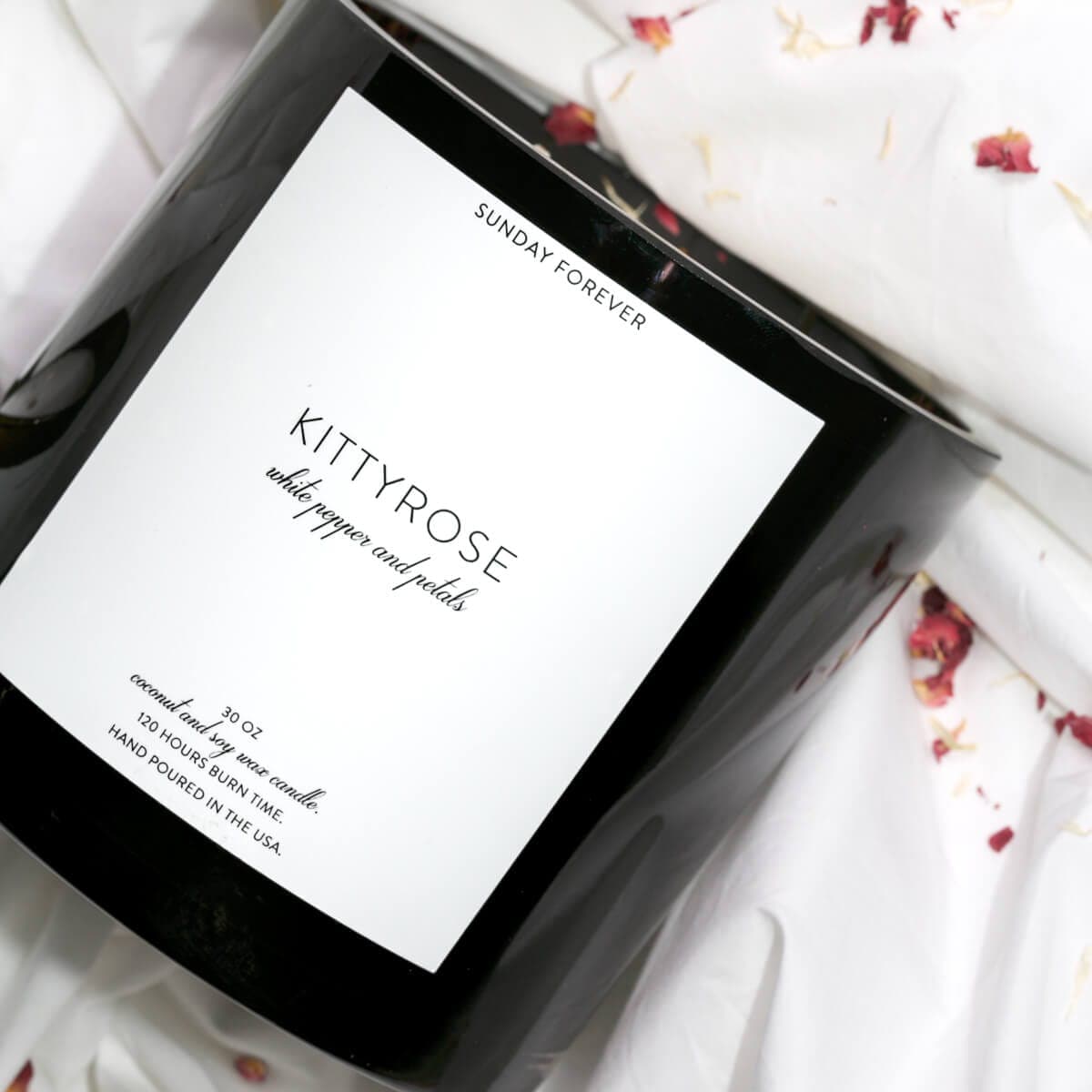 Kittyrose Luxury Candle with White Pepper and Rose - Candles-Sunday Forever