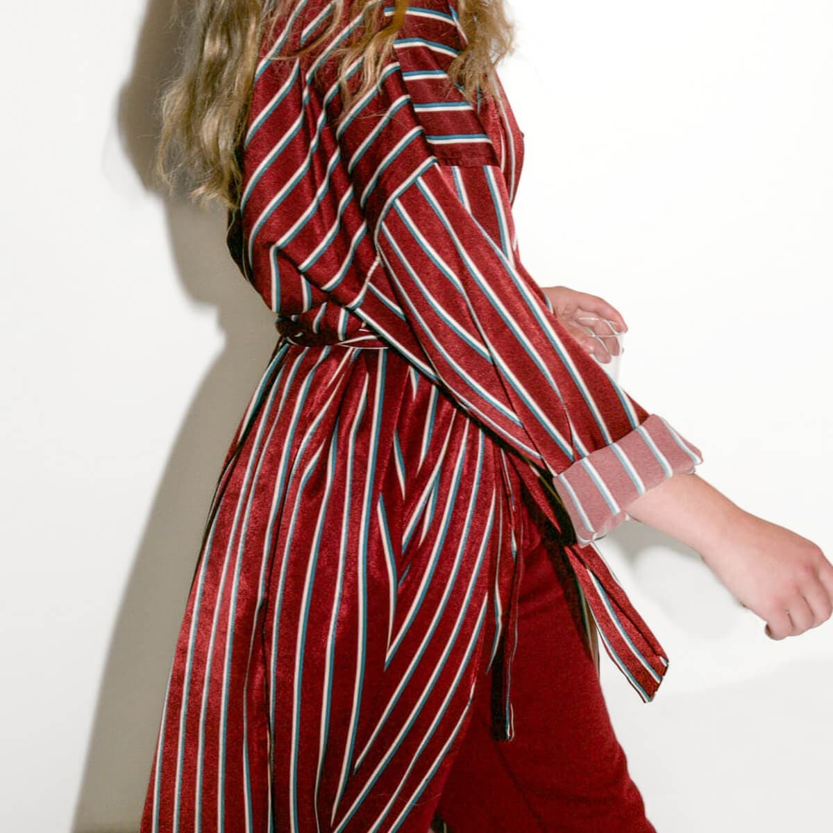 Classic Striped Luxe Satin Robe - Robes-Sunday Forever