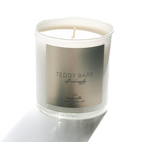 Teddy Bare candle in an 11 oz frosted vessel with an iridescent soft and nuzzly label by Sunday Forever