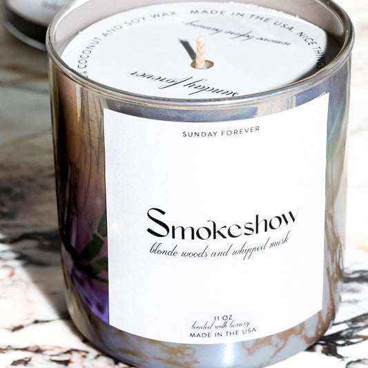 Smokeshow Luxury Candle with Blonde Woods and Whipped Musk - Candle-Sunday Forever