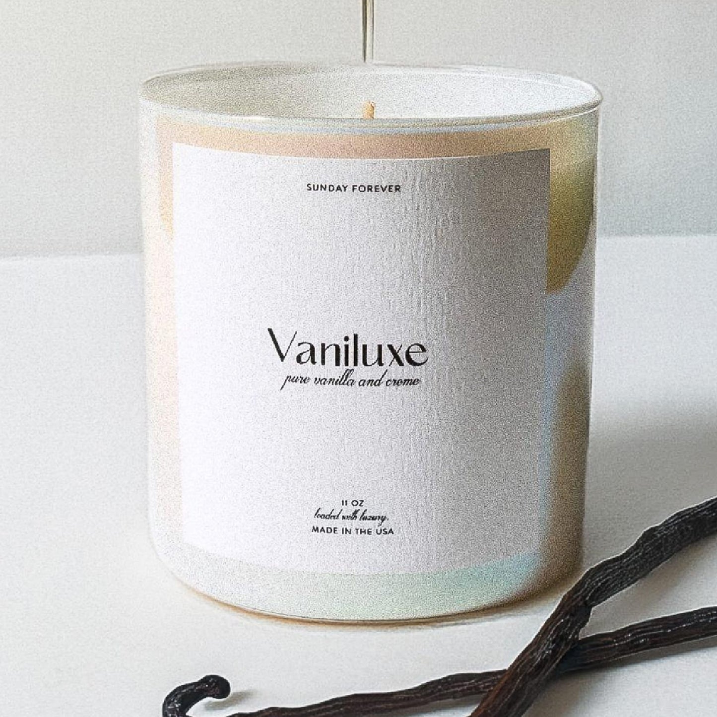 Vaniluxe Luxury Candle with Pure Vanilla and Cream - Sunday Forever