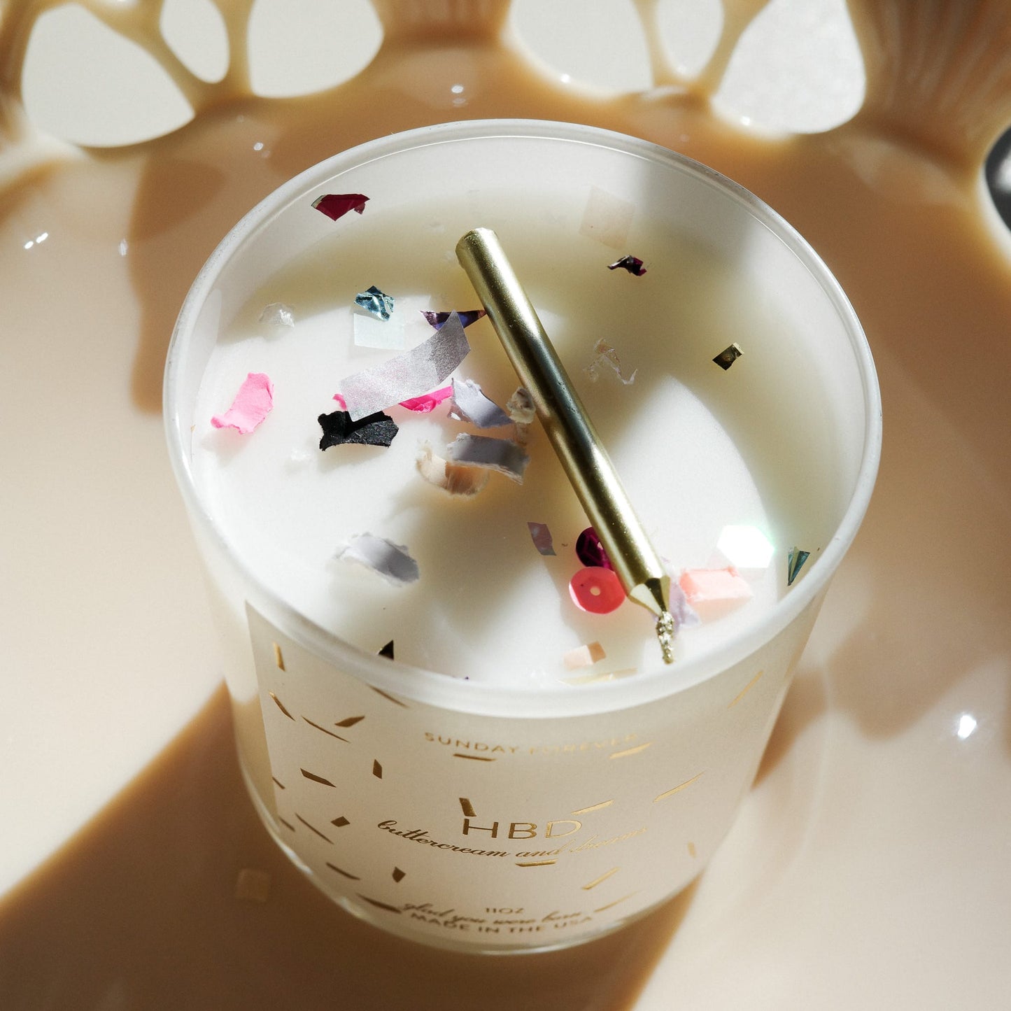 HBD Birthday Candle with Notes of Buttercream & Smoke - Sunday Forever