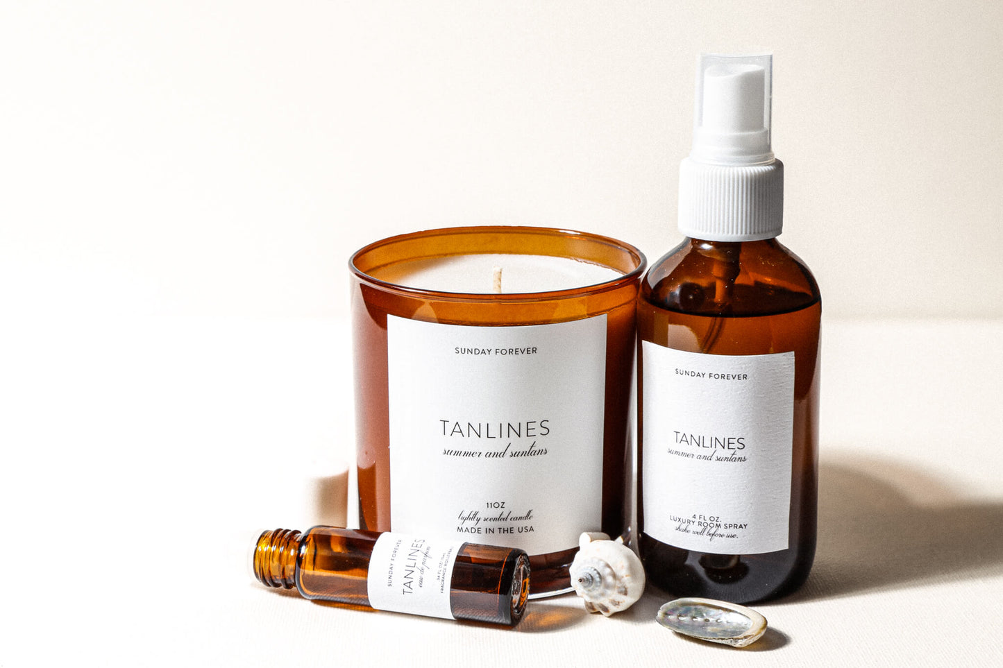 Sunday Forever Only Tans Bundle with Tanlines Candle, Room Mist and New Perfume Rollerball