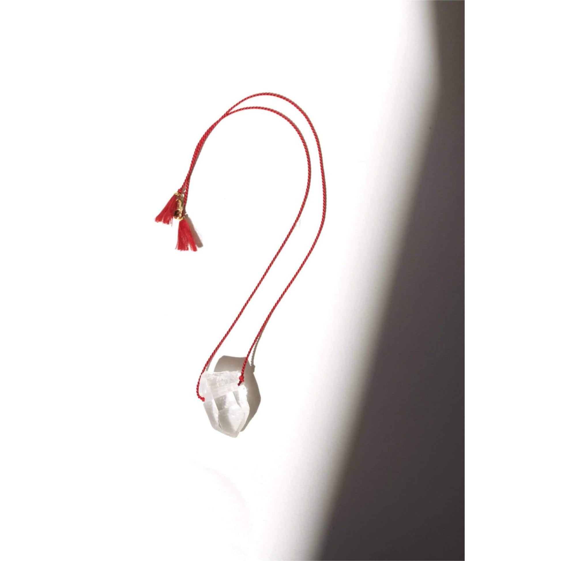 Clear Quartz Red String Necklace-Sunday Forever NYC